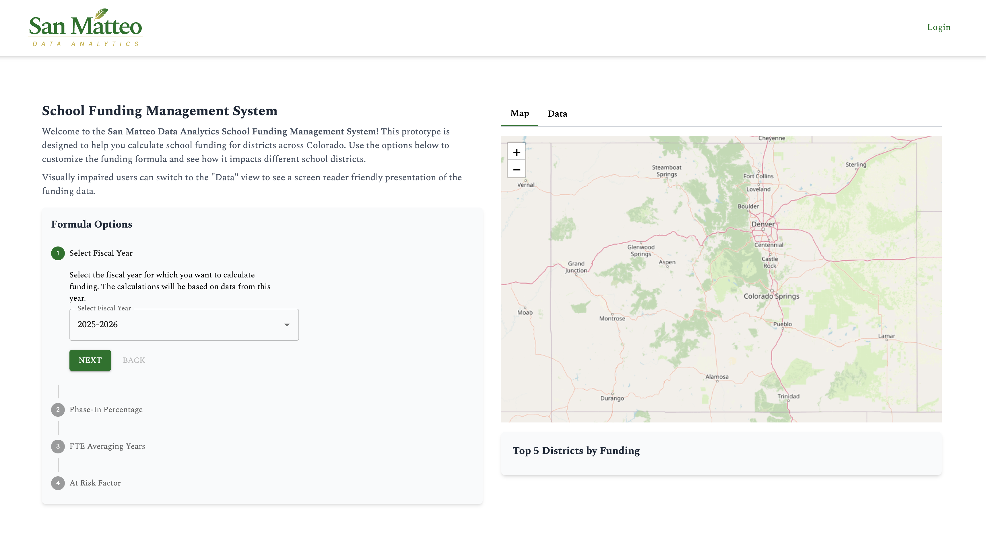 School Funding Management System Home Page